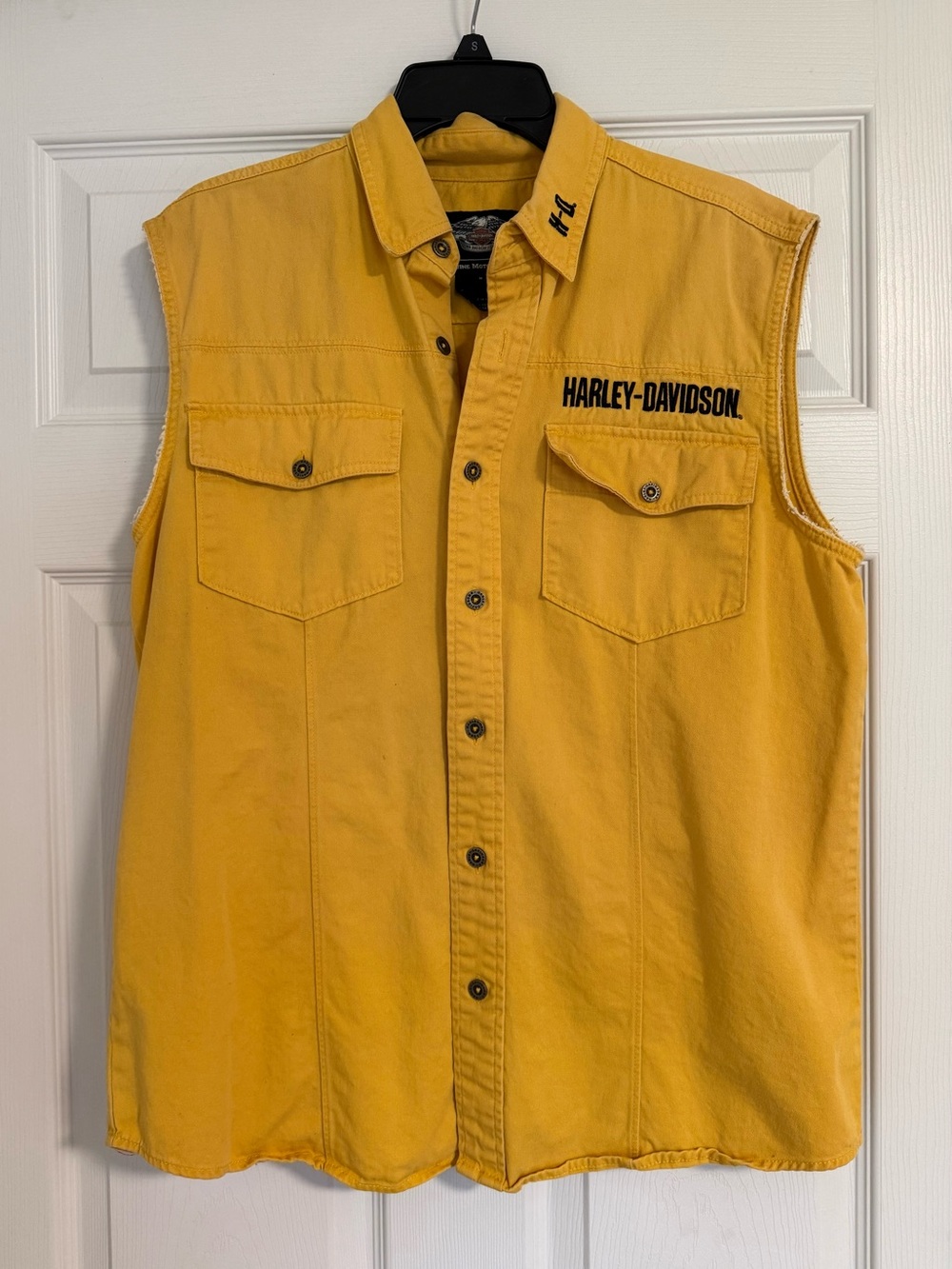 Harley-Davidson Black and Yellow Cotton Button Down Shirt - Picture 2 of 4